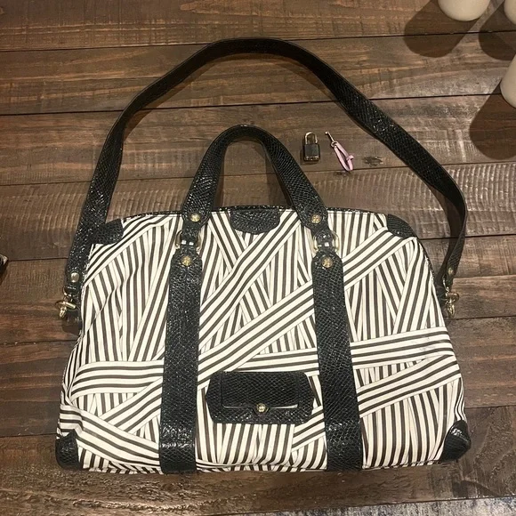 Henri Bendel Disturbed Stripped Briefcase/Laptop Bag - Picture 3 of 17